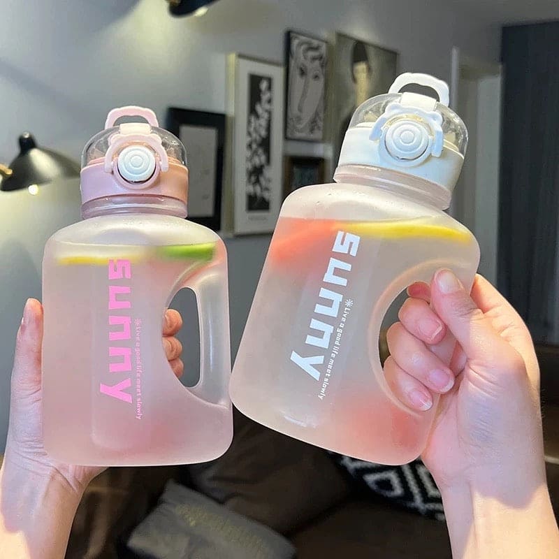 1L Sunny Water Bottle With Straw, Transparent Frosted Plastic Water Bottle, 1000ml Portable Climbing Travel Drink Cup, Outdoor Gradient Drink Bottle, Plastic Reusable Water Cup 1L Sunny Water Bottle With Straw, Transparent Frosted Plastic Water Bottle, 1000ml Portable Climbing Travel Drink Cup, Outdoor Gradient Drink Bottle, Plastic Reusable Water Cup